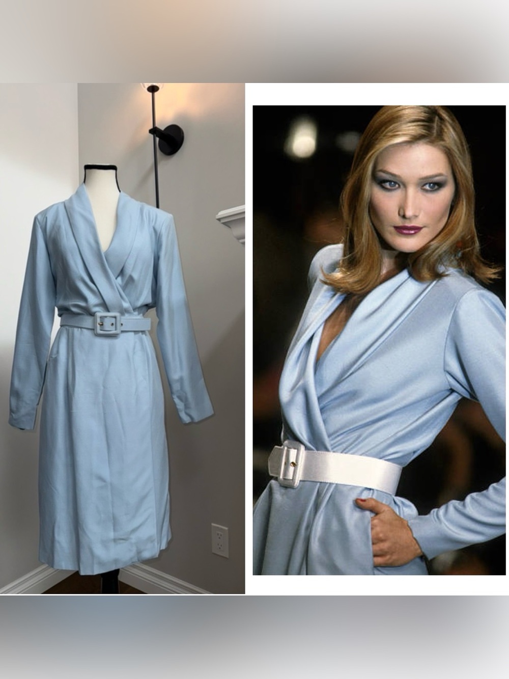 Vintage Yves Saint Laurent FW 1996 Silk Dress Carla Bruni Size FR46